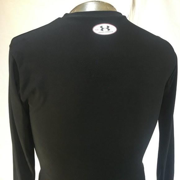 Under Armour Size L Black Mock Neck Compression Long Sleeve Shirt Mens Elastane - Picture 6 of 10